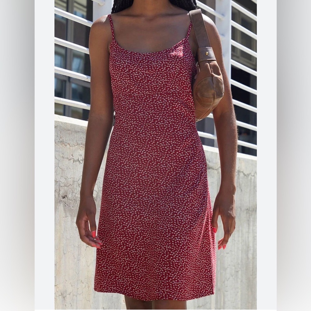 SHEIN Red Spotted Midi Dress
